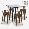 Barbord sæt med 4 farverige barstole og højt stål bord 60x60cm Buch Black Rabatter