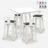 Barbord sæt med 4 farverige barstole og hvidt højt bord 60x60 cm Buch White Tilbud