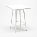 Barbord sæt med 4 farverige barstole og hvidt højt bord 60x60 cm Buch White 