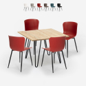 Claw Light spisebords sæt: 4 farvede stole og 80x80 cm firkantet bord Rabatter