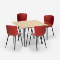 Claw Light spisebords sæt: 4 farvede stole og 80x80 cm firkantet bord Pris