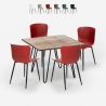 Claw spisebords sæt: 4 farvede stole og 80 x 80 cm firkantet bord Tilbud