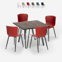 Claw Dark spisebords sæt: 4 farvede stole og 80x80 cm firkantet bord Rabatter