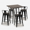 Peaky barbord sæt: 4 farvede industriel barstole og 60x60 cm stål bord Køb