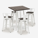 Peaky White hvid barbord sæt: 4 farvede barstole og 60x60 cm stål bord Model