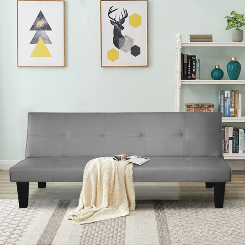 Neluba Lux 2 personers sofa futon sovesofa med kunstlæderbetræk stuen