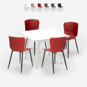 Wrench Light spisebords sæt: 4 farvede stole og 80x80cm firkantet bord Udsalg