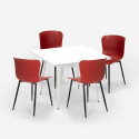 Wrench Light spisebords sæt: 4 farvede stole og 80x80cm firkantet bord Mål