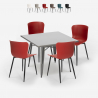 Wrench spisebords sæt: 4 farvede stole og 80x80 cm firkantet bord Tilbud
