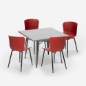 Wrench spisebords sæt: 4 farvede stole og 80x80 cm firkantet bord Egenskaber