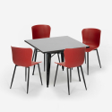 Wrench Dark spisebords sæt: 4 farvede stole og 80x80 cm firkantet bord Mål