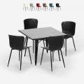 Wrench Dark spisebords sæt: 4 farvede stole og 80x80 cm firkantet bord Kampagne