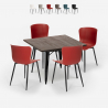 Anvil Dark spisebords sæt: 4 farvede stole og 80x80 cm firkantet bord Udsalg