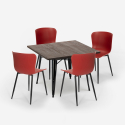 Anvil Dark spisebords sæt: 4 farvede stole og 80x80 cm firkantet bord Mål