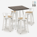 Rough White barbord sæt: 4 farvede barstole og 60x60 cm hvid stål bord Kampagne