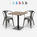 Starter træeffekt cafebord sæt 2 farvede stole og 60cm kvadratisk bord Kampagne