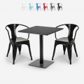 Starter Dark sort cafebord sæt 2 farvede stole og 60cm kvadratisk bord Kampagne
