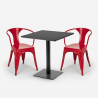 Starter Dark sort cafebord sæt 2 farvede stole og 60cm kvadratisk bord Omkostninger