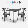 Starter Silver sølv cafebord sæt: 2 stole og 60 cm kvadratisk bord Kampagne