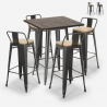 Axel barbord sæt: 4 farvede industriel barstole og 60x60 cm stål bord På Tilbud
