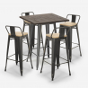 Axel barbord sæt: 4 farvede industriel barstole og 60x60 cm stål bord Rabatter