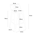 Axel barbord sæt: 4 farvede industriel barstole og 60x60 cm stål bord Billig