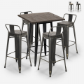 Axel Black sort barbord sæt: 4 farvede barstole og 60x60 cm stål bord Kampagne
