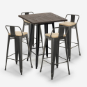 Axel Black sort barbord sæt: 4 farvede barstole og 60x60 cm stål bord Rabatter