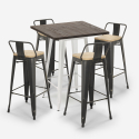 Axel White barbord sæt: 4 farvede barstole og 60x60 cm stål hvid bord Udsalg