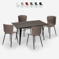 Ruler spisebords sæt: 4 farvede stole og 120x60 cm firkantet stål bord Kampagne