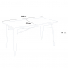 Ruler spisebords sæt: 4 farvede stole og 120x60 cm firkantet stål bord 