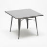 State spisebords sæt: 4 vintage stole og 80x80 cm firkantet stål bord 