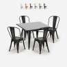 State Black spisebords sæt: 4 stole og 80x80 cm firkantet stål bord Rabatter