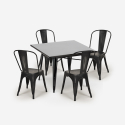 State Black spisebords sæt: 4 stole og 80x80 cm firkantet stål bord Pris