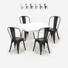 State White spisebords sæt: 4 stole og 80x80 cm firkantet stål bord Udsalg