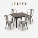 Burton Black spisebords sæt: 4 stole og 80 x 80 cm firkantet stål bord På Tilbud