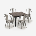 Burton Black spisebords sæt: 4 stole og 80 x 80 cm firkantet stål bord Model