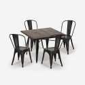 Burton Black spisebords sæt: 4 stole og 80 x 80 cm firkantet stål bord Mål