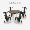 Burton White spisebords sæt: 4 stole og 80 x 80 cm firkantet stål bord Udsalg