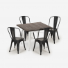 Burton White spisebords sæt: 4 stole og 80 x 80 cm firkantet stål bord Mål