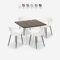 Reeve White spisebords sæt: 4 stole og 80 x 80 cm firkantet stål bord Kampagne