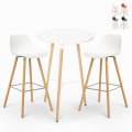 Ojala Light hvid træ barbord sæt: 2 barstole og 60 cm rundt bord Kampagne