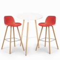 Ojala Light hvid træ barbord sæt: 2 barstole og 60 cm rundt bord Model