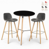 Ojala Dark sort træ barbord sæt: 2 barstole og 60 cm rundt bord Tilbud