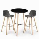 Ojala Dark sort træ barbord sæt: 2 barstole og 60 cm rundt bord Valgfri