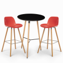 Ojala Dark sort træ barbord sæt: 2 barstole og 60 cm rundt bord Model