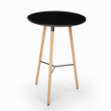 Ojala Dark sort træ barbord sæt: 2 barstole og 60 cm rundt bord 