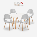 Dax Light spisebords sæt: 4 plast stole og 80x80 cm firkantet træ bord Tilbud