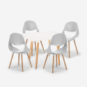 Dax Light spisebords sæt: 4 plast stole og 80x80 cm firkantet træ bord Mængderabat