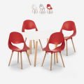 Dax Light spisebords sæt: 4 plast stole og 80x80 cm firkantet træ bord Kampagne
